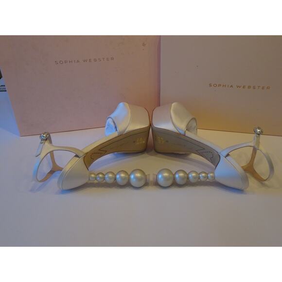 Sophia Webster Women's Cream Perla Pearl Crystal Platform Sandals 38 NIB 770 - Picture 9 of 11